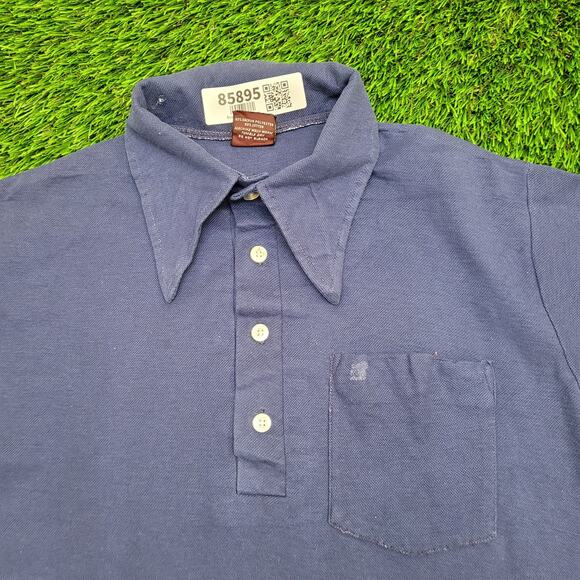 Vintage 80s Conor Preppy Polo Shirt XS/S 17x25 Navy-Blue USA - Picture 7 of 12